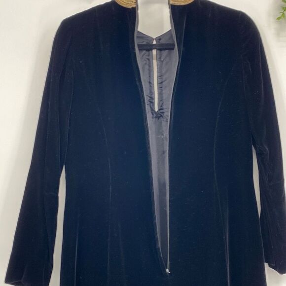 Abe Schrader Vintage Velvet Long Sleeve Tunic Dress Gold Embroidery Black Size 8 - Picture 14 of 16